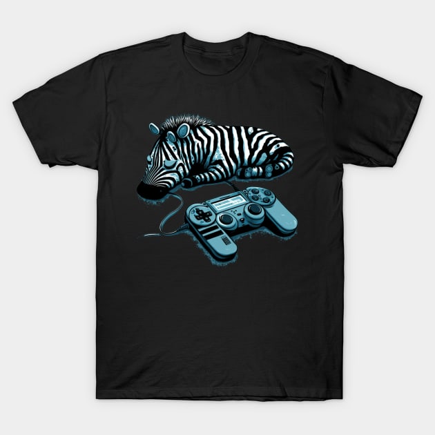 Sleeping by Day Gaming by Night - Zebra gamer T-Shirt by KhaledAhmed6249